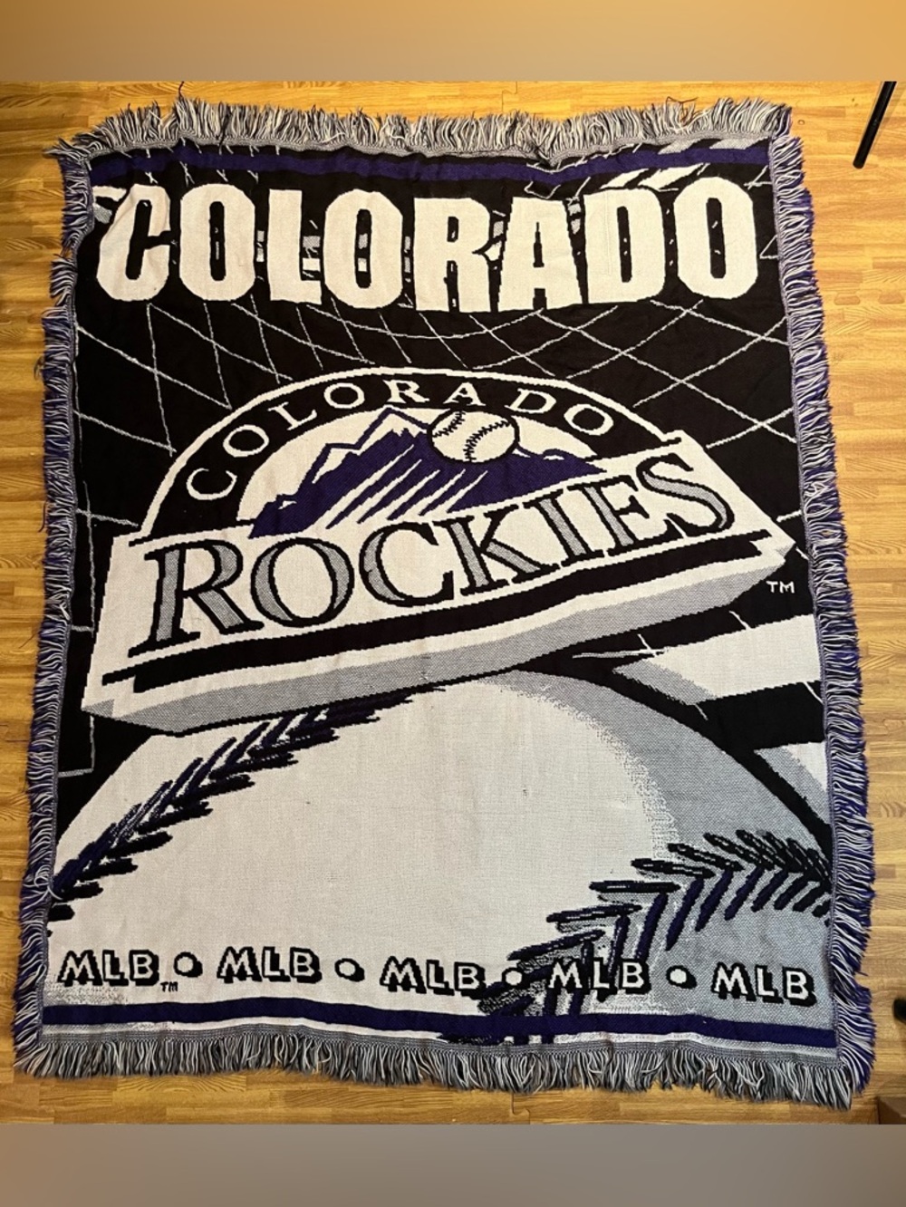 Vintage 90s MLB Colorado Rockies Northwest Co. Throw Blanket 53 x 43 Made In USA